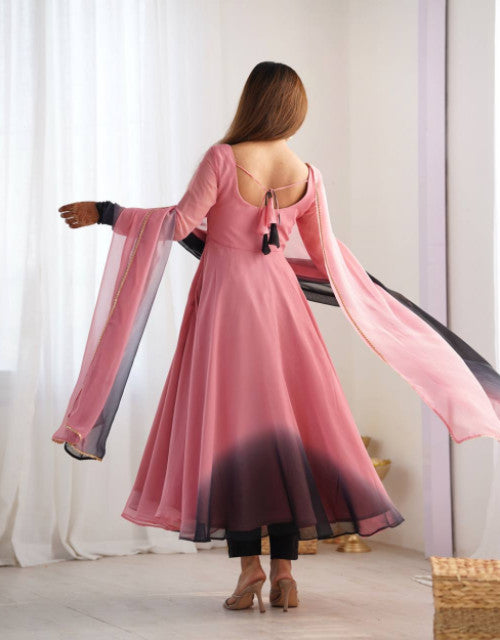 HEAVY PURE SOFT FOX GEORGETTE COLOURFULL GOWN
